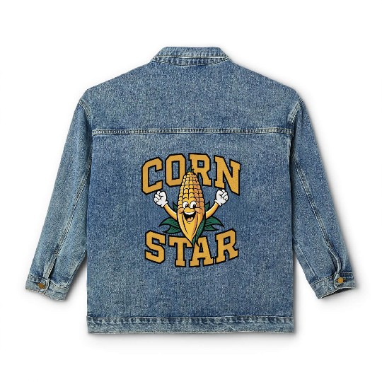 Funny Farm Food Classic Women's Denim Jackets Corny Cob Farmer Corn Star