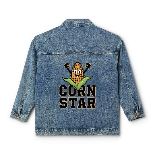 Funny Farm Food Classic Women's Denim Jackets Corny Cob Farmer Corn Star