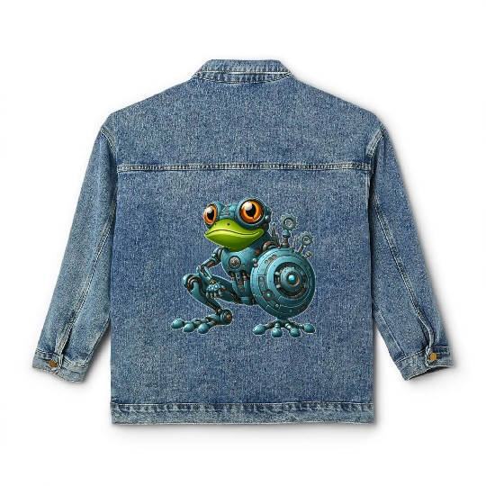 Cyborg Frog Toad Newt Robot Mech Design Classic Women's Denim Jackets