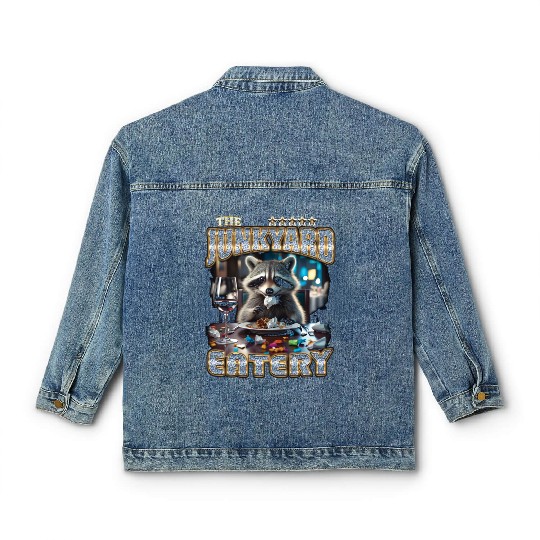 The Junkyard Eatery Funny Raccoon Bootleg Classic Women's Denim Jackets