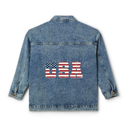 USA Patriotic American Flag Men Women Kids Classic Women's Denim Jackets