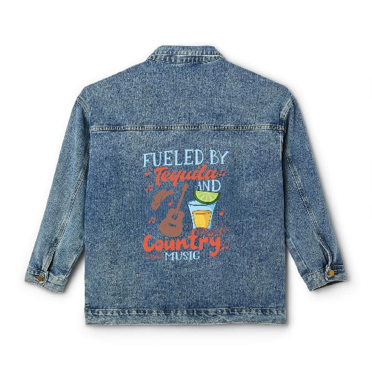 Fueled By Tequila And Country Music Western Cowboy Classic Women's Denim Jackets