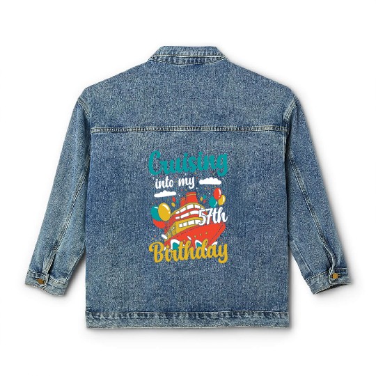 Cruising Into My 57th Birthday Cruise Vacation Classic Women's Denim Jackets