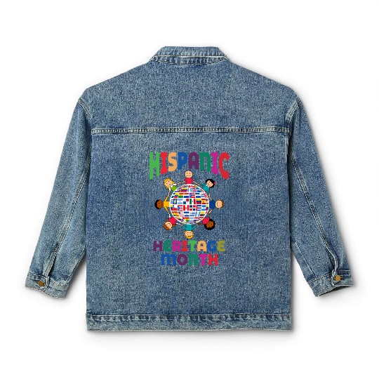 Hispanic Heritage Month Kids Countries Flags World Classic Women's Denim Jackets