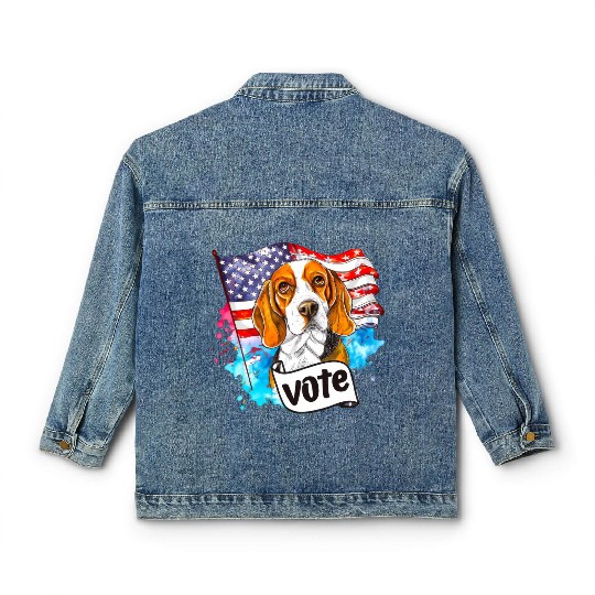Beagle Dog Vote US Flag Election 2024 Classic Women's Denim Jackets