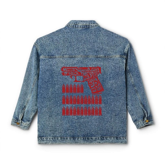 Tribal Gun Illustration Classic Women's Denim Jackets