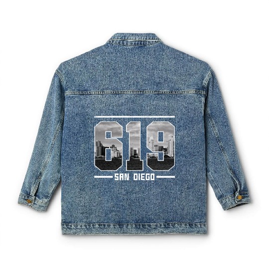 Vintage San Diego 619 Area Code California Skyline Classic Women's Denim Jackets