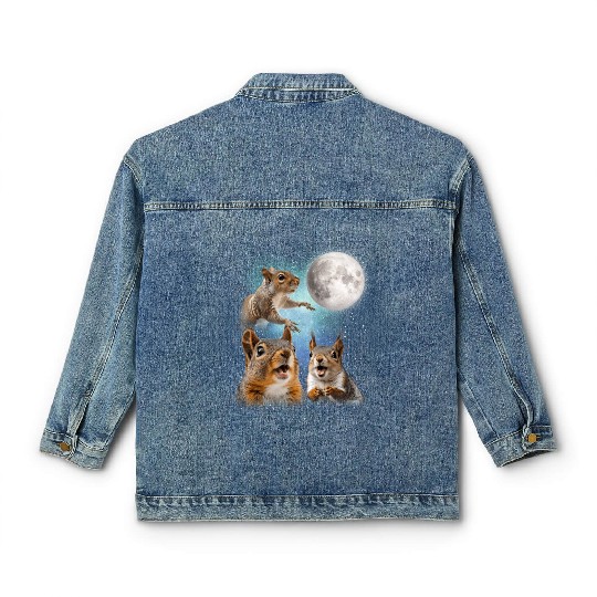 Funny Squirrel Moon Space! Nerd, Geed, Science Classic Women's Denim Jackets