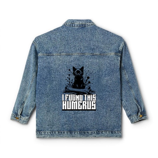 I Found This Humerus Black Cat Humorous Saying Classic Women's Denim Jackets