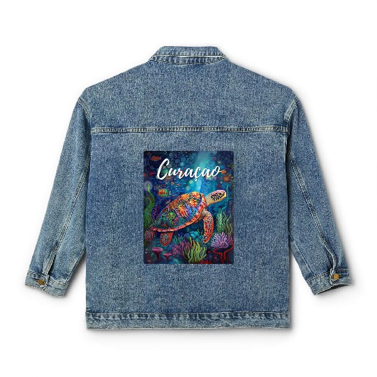 Curacao Turtle Caribbean Vintage Classic Women's Denim Jackets