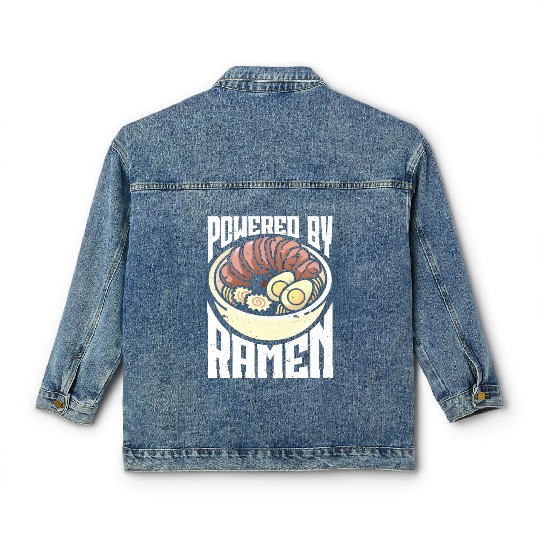Powered By Ramen Anime Japanese Soup Cup Noodle Classic Women's Denim Jackets