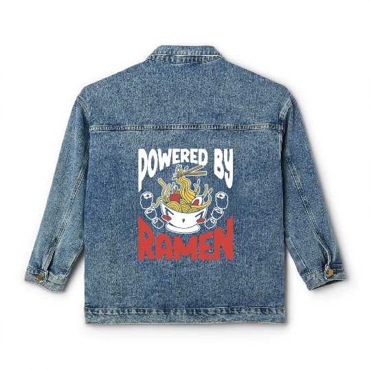 Powered By Ramen Anime Japanese Soup Cup Noodle Classic Women's Denim Jackets