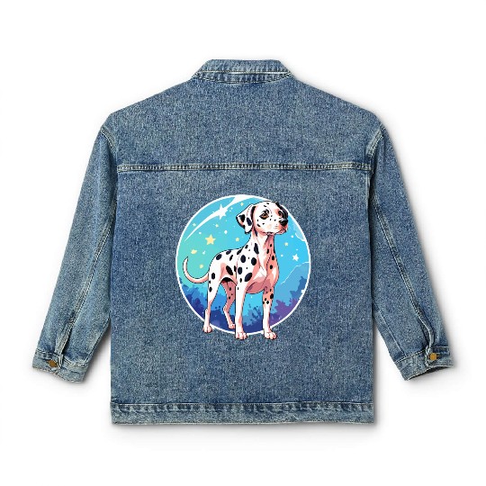Dalmatian Dog Watercolor Classic Women's Denim Jackets