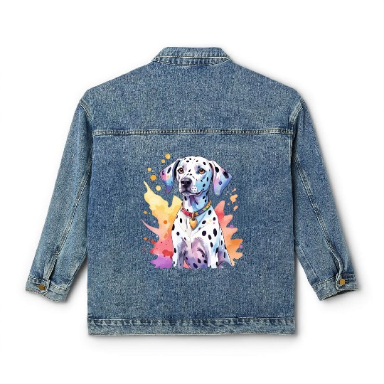Dalmatian Dog Watercolor Classic Women's Denim Jackets