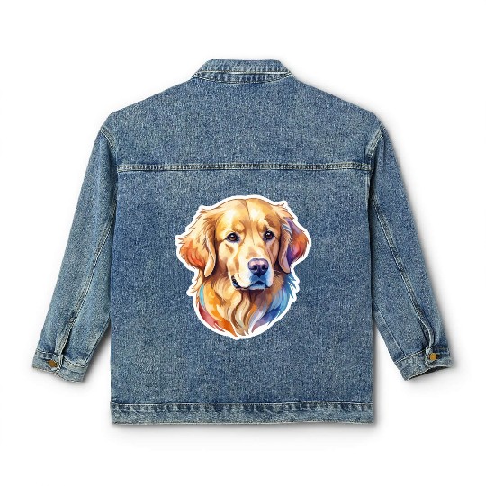 Golden Retriever Watercolor Classic Women's Denim Jackets