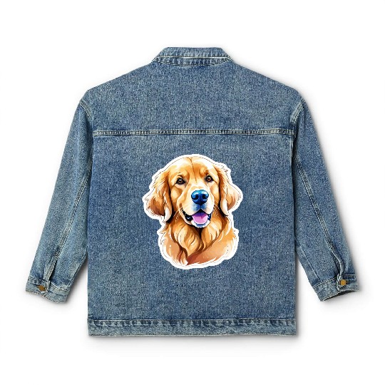 Golden Retriever Watercolor Classic Women's Denim Jackets