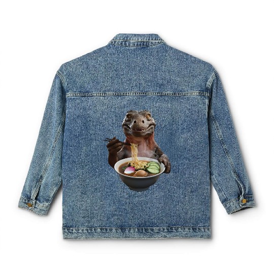 Komodo Eating Ramen Realistic Classic Women's Denim Jackets