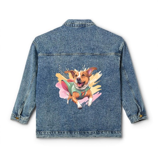Superhero Mutt Dog Mutt Lover Classic Women's Denim Jackets