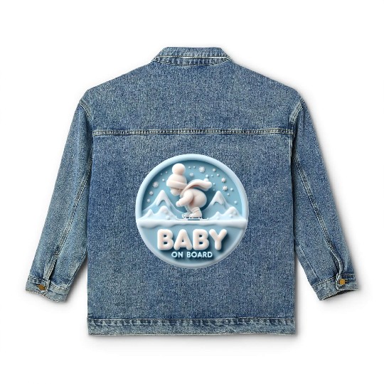 Baby on Board Skateboard Announcement Classic Women's Denim Jackets