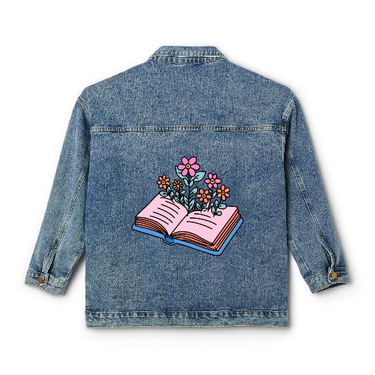 flowers growing from book Classic Women's Denim Jackets