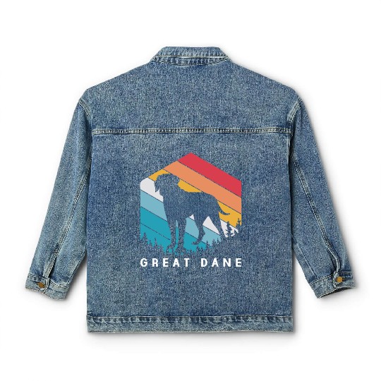 Retro Dog Lovers Great Dane For Great Dane Dad Classic Women's Denim Jackets