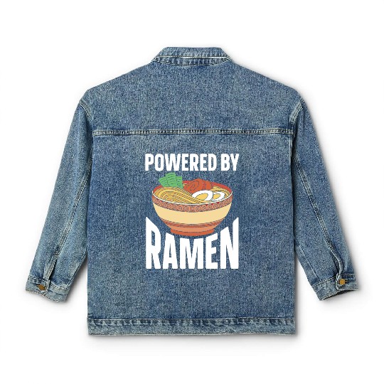 Powered By Ramen Anime Japanese Soup Cup Noodle Classic Women's Denim Jackets