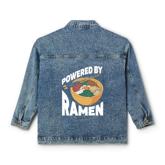 Powered By Ramen Anime Japanese Soup Cup Noodle Classic Women's Denim Jackets