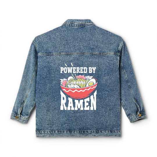 Powered By Ramen Anime Japanese Soup Cup Noodle Classic Women's Denim Jackets