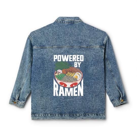 Powered By Ramen Anime Japanese Soup Cup Noodle Classic Women's Denim Jackets