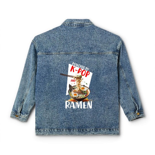 Powered by K pop and Ramen Japanees foods Lover Classic Women's Denim Jackets