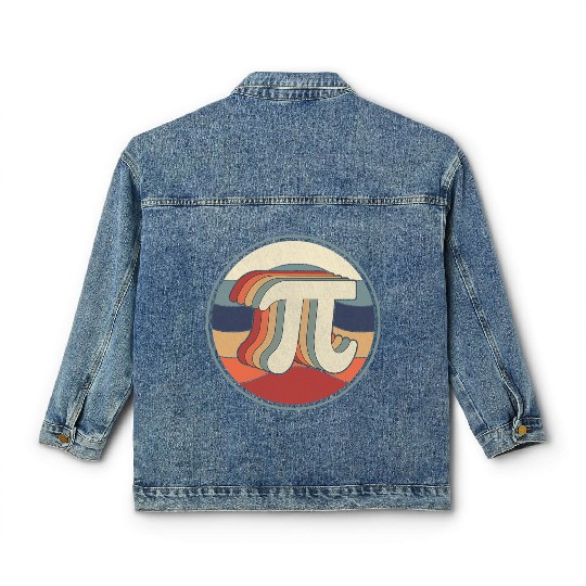Vintage Pi Day Math 70s 80s Retro Pi Symbol Classic Women's Denim Jackets