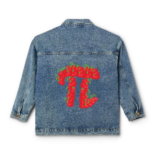 Cherry Pi Day Funny Pie Cherries 3.14 Science Classic Women's Denim Jackets
