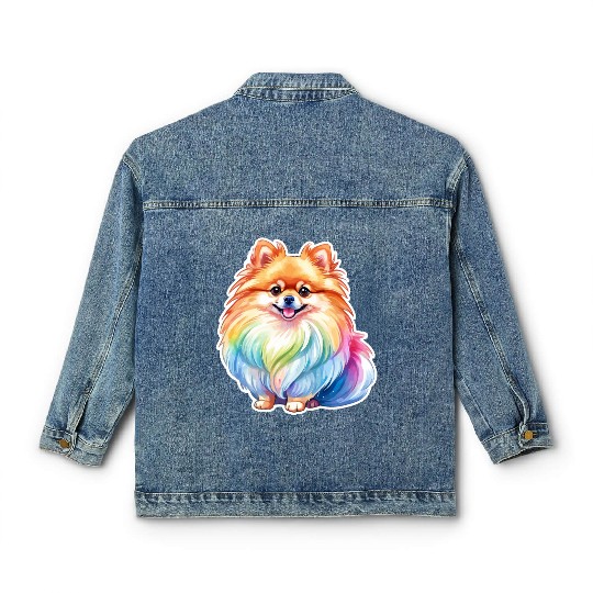 Pomeranian Watercolor Classic Women's Denim Jackets