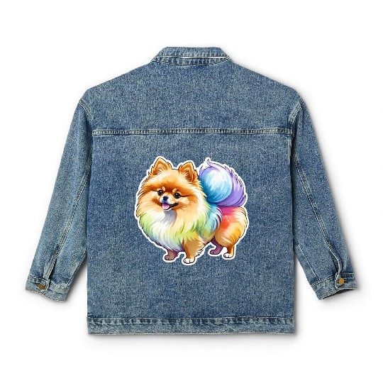 Pomeranian Watercolor Classic Women's Denim Jackets