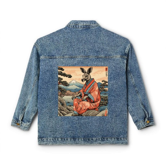 Retro Kangaroo Prank Design Classic Women's Denim Jackets