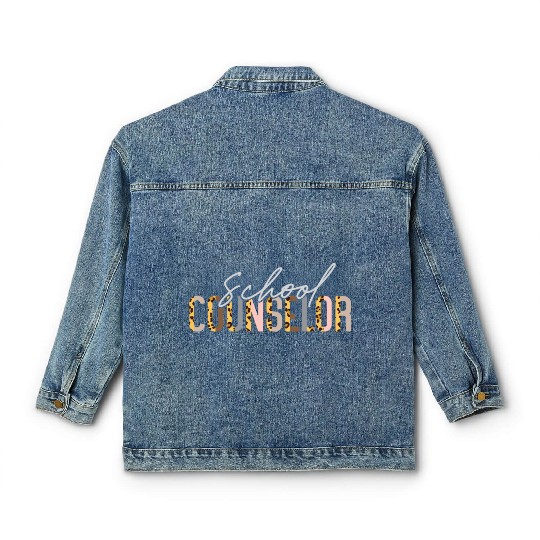 School Counselor Leopard Cheetah Classic Women's Denim Jackets