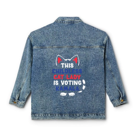 Funny This Childless Cat Lady Is Voting Kamala Classic Women's Denim Jackets