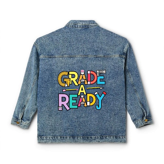 Grade A Ready, Back to school art Classic Women's Denim Jackets