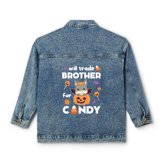 Donkey Halloween Trade Brother For Candy Classic Women's Denim Jackets