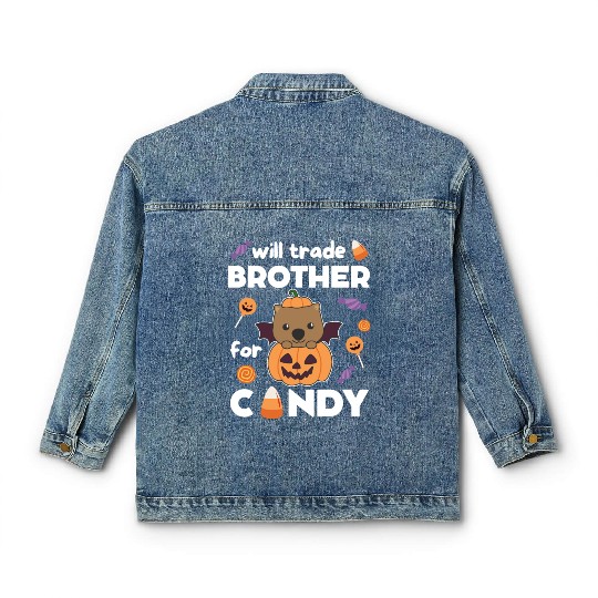 Wombat Halloween Trade Brother For Candy Classic Women's Denim Jackets