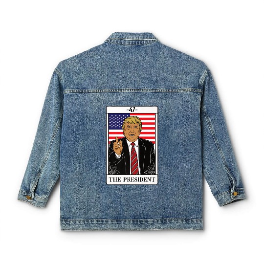 Trump 2024 The President Tarot Card 47 Premium Classic Women's Denim Jackets