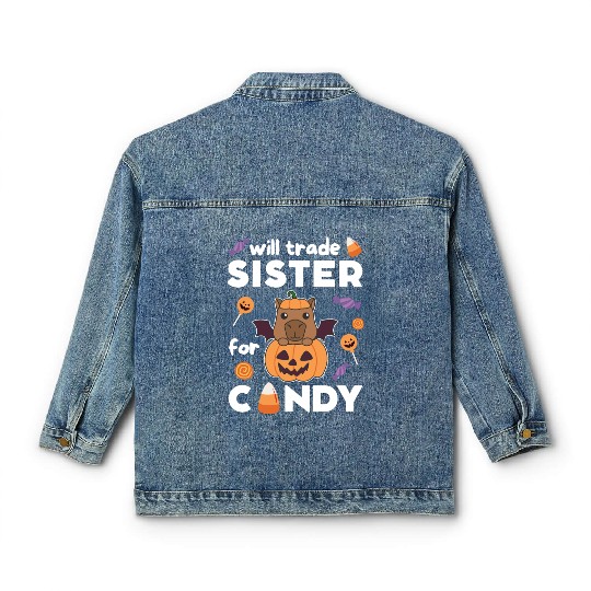 Capybara Halloween Trade Sister For Candy Classic Women's Denim Jackets