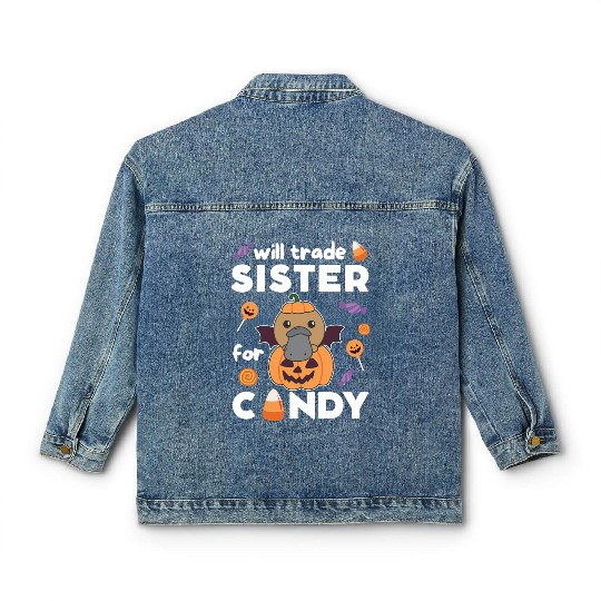 Platypus Halloween Trade Sister For Candy Classic Women's Denim Jackets