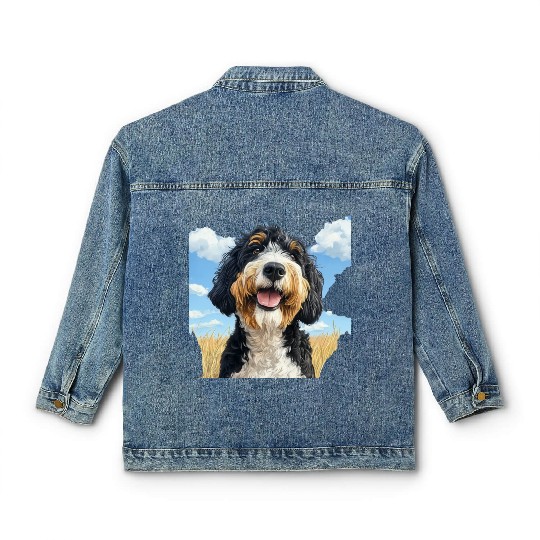 Bernedoodle Field Nature Bernedoodle Watercolor 2 Classic Women's Denim Jackets