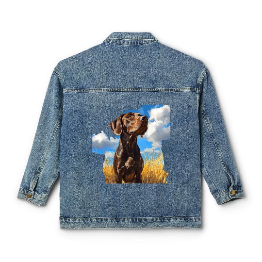 German Shorthaired Pointer Watercolor Picture Classic Women's Denim Jackets