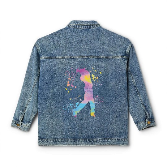 Golfer Colorsplash Kids Miniature Golf Classic Women's Denim Jackets