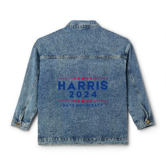 Harris For President 2024 Save democracy Classic Women's Denim Jackets