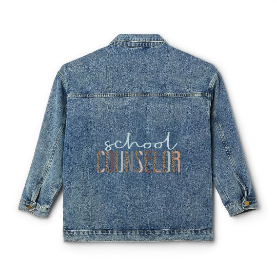 School Counselor Leopard Cheetah Classic Women's Denim Jackets