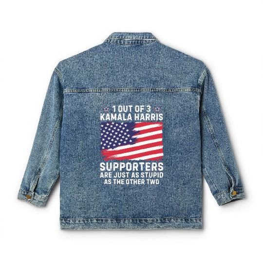 1 Out Of 3 kamala Harris supporters stupid Classic Women's Denim Jackets