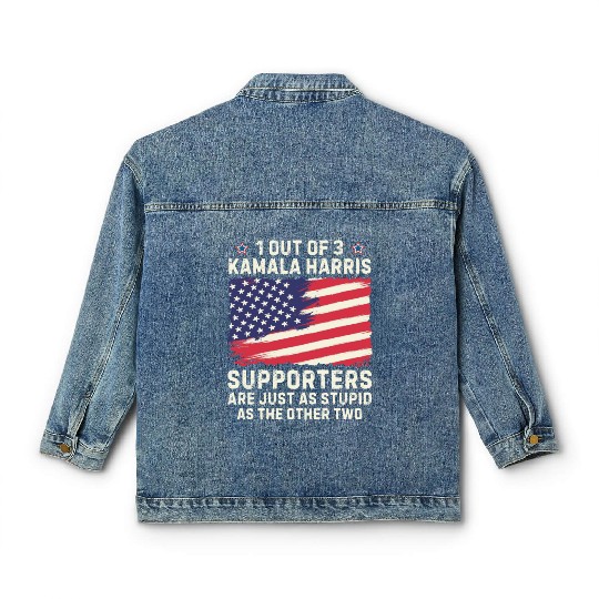 1 Out Of 3 kamala Harris supporters stupid Classic Women's Denim Jackets
